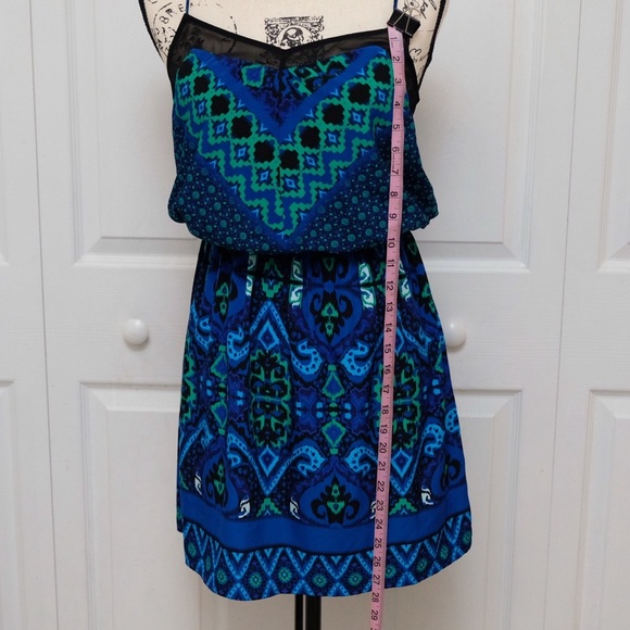 EXPRESS Dark Flower Mini Dress with Sheer details Whimsigoth - Picture 3 of 9